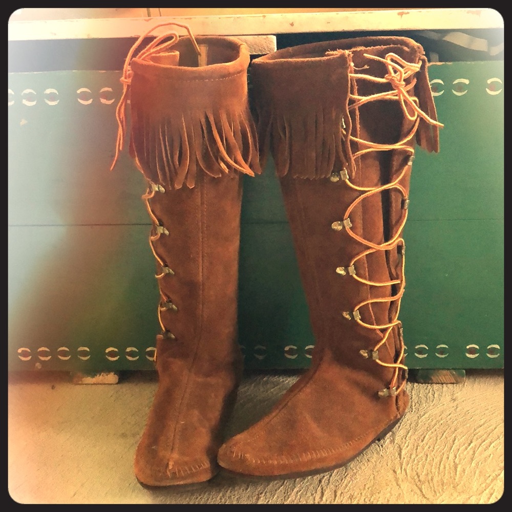 Tall moccasin boots
